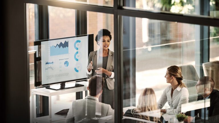 Women Financial Advisor leading a meeting