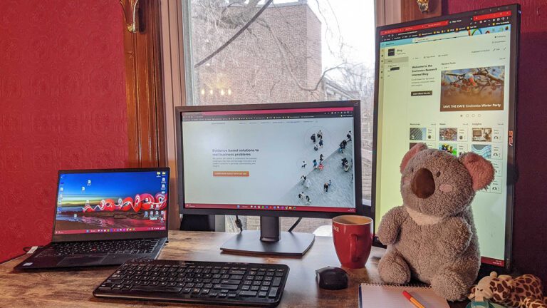 clems home office with kenny the koala bear