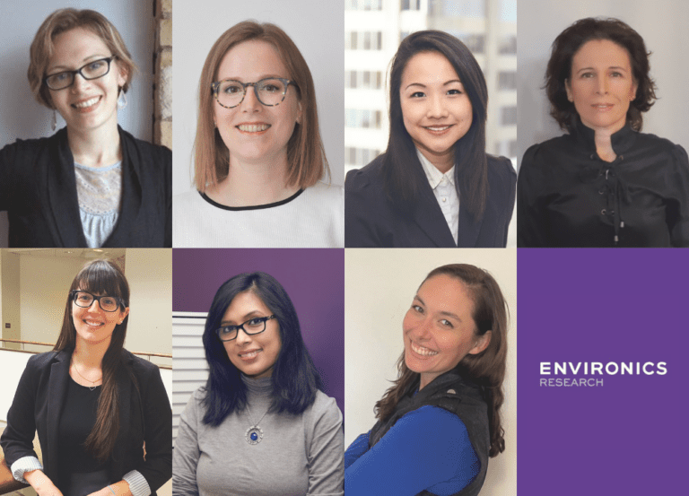 A collage template of all women members of Environics Research Financial Services team