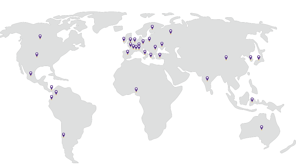 IRIS World Map with purple pins