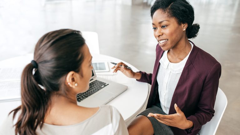 business women talking