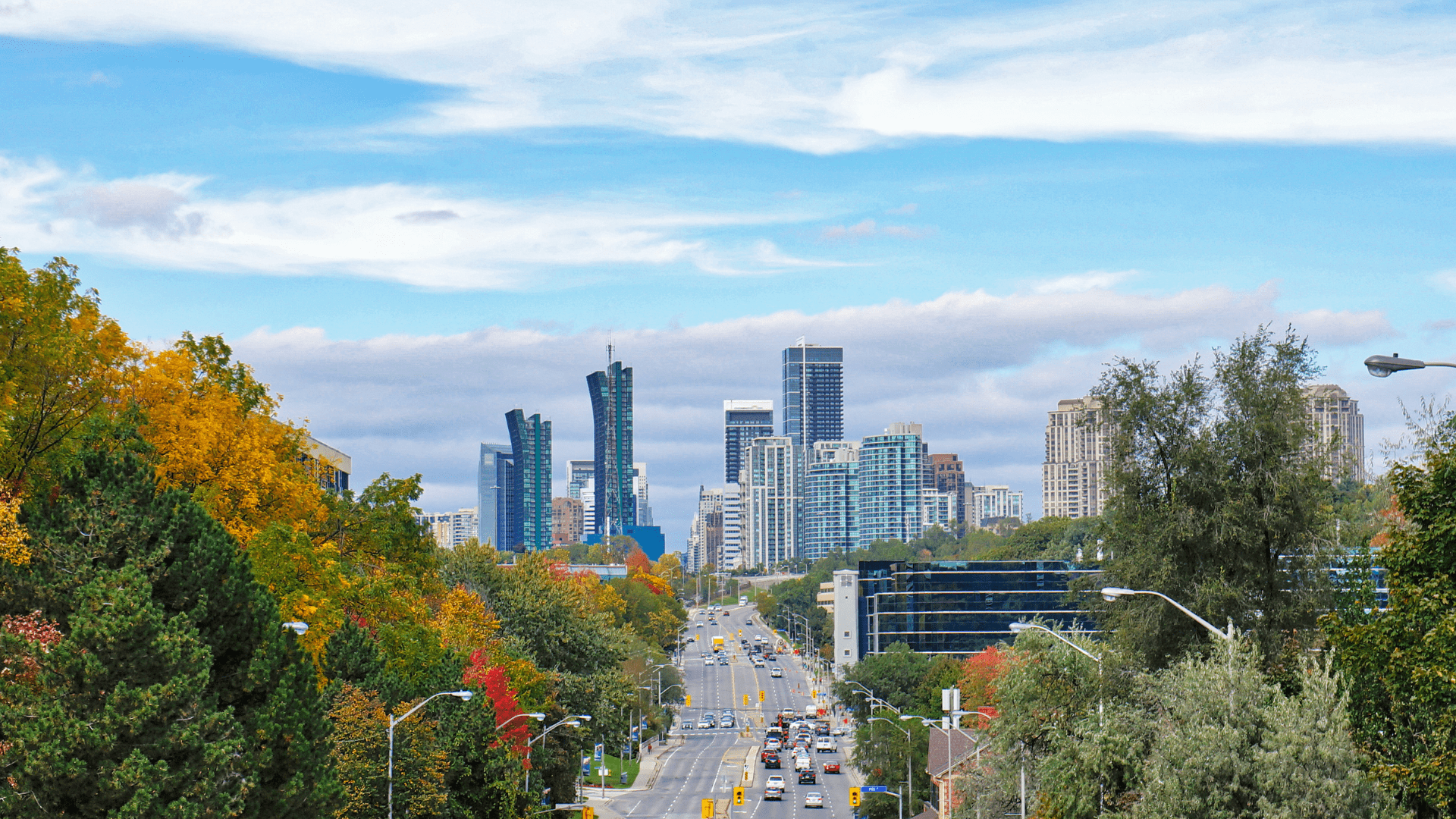 Skyline view of towers in North York, Canada