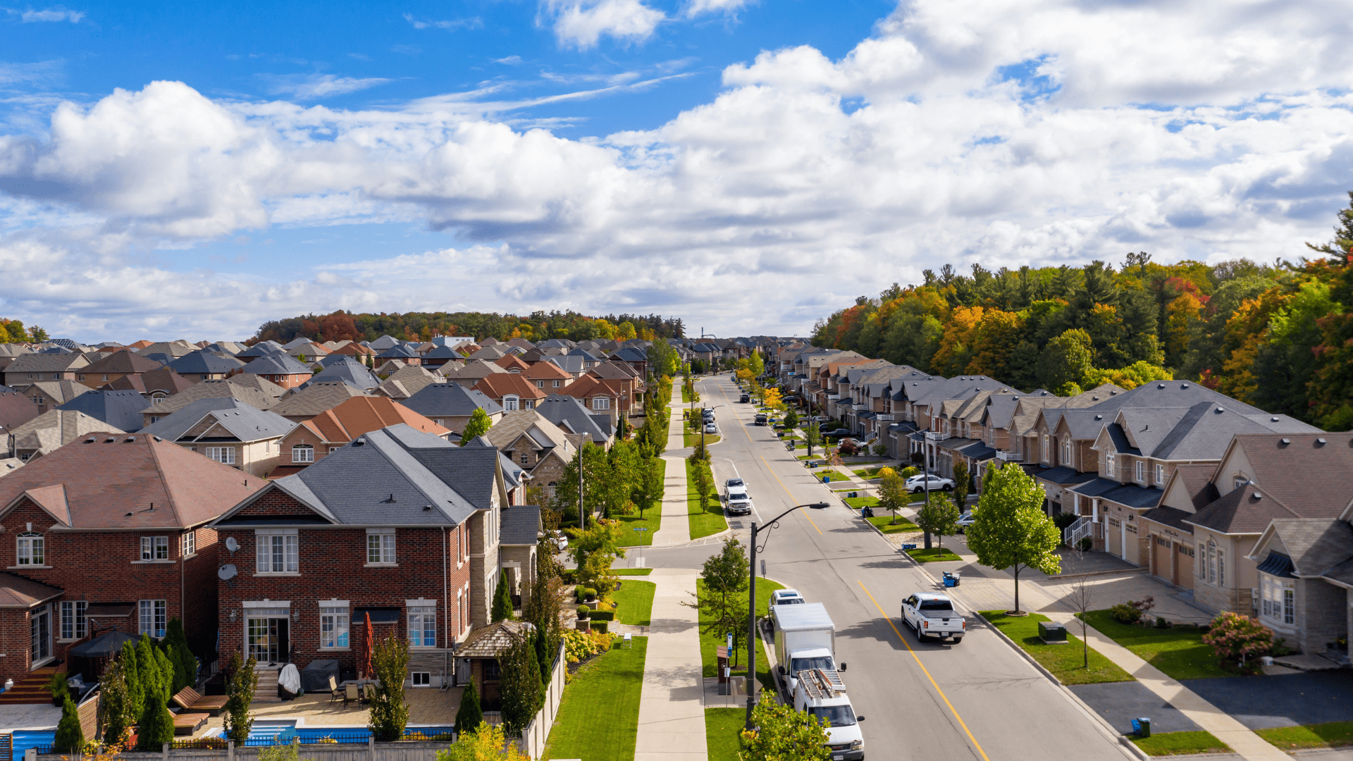 High view image of a neighborhood in the GTA.