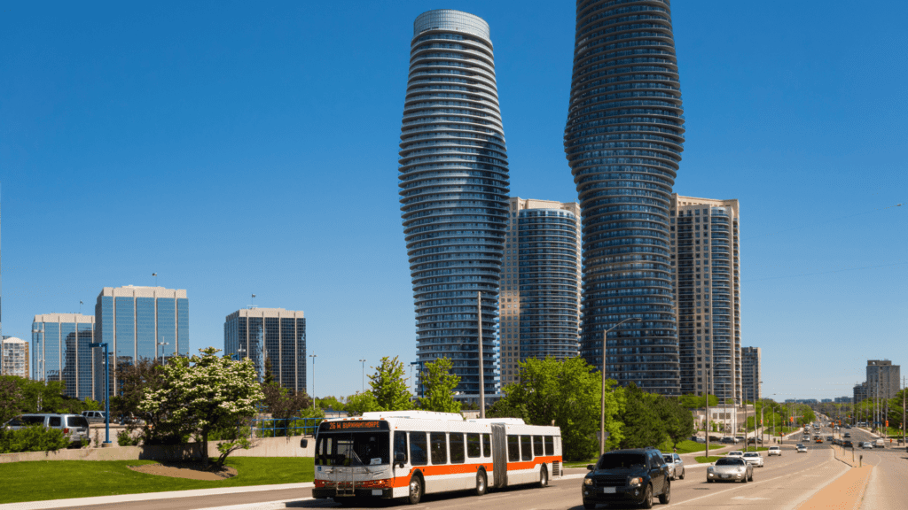 skyline image of towers in Missisauga, Canada