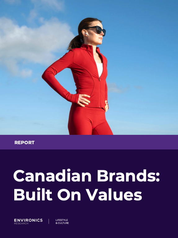 Woman on report cover for Environics Canadian Brands report