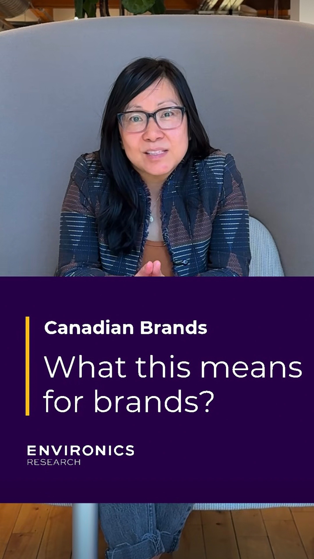 susan discussing canadian brands report in office