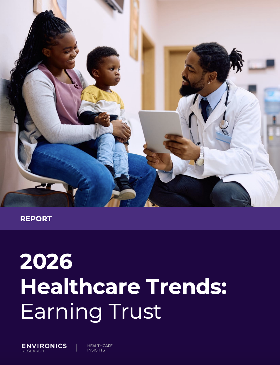 2026 healthcare report cover - doctor and patients