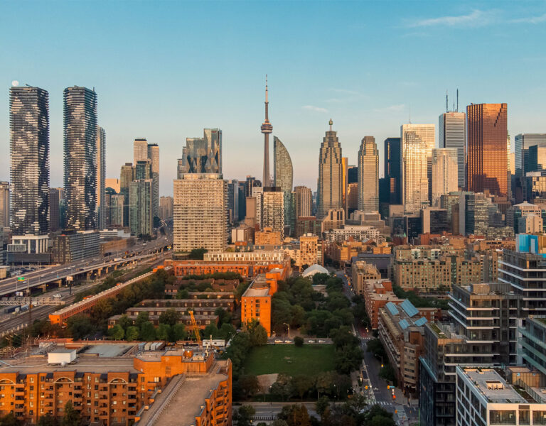 toronto skyline in sun