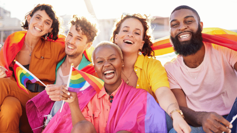 Group of friends celebrating pride.