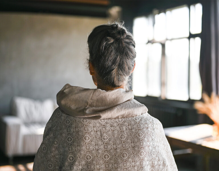 woman in bright room